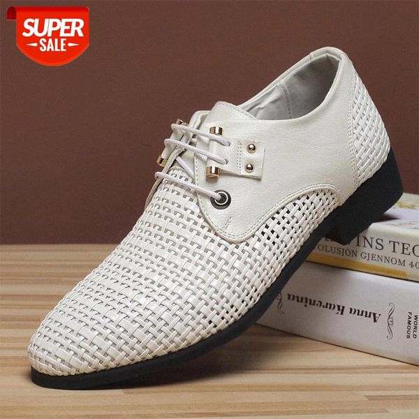 

new fashion mens dress shoes mesh for men zapatos hombre male italy breathable lace-up dress sandals leather driving footwear #s577