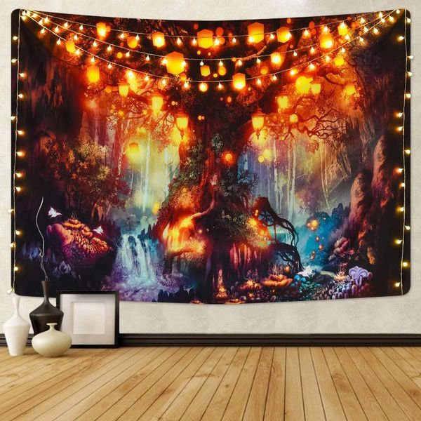 

tapestries sepyue 4 style forest castle tapestry fairytale trippy colorful butterfly wall hanging for home dorm fantasy 95x73cm