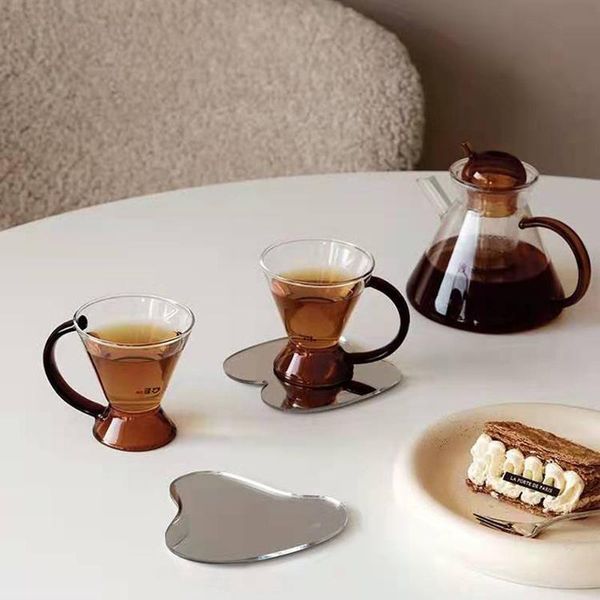 

mats & pads nordic acrylic 1set of 3pcs irregular mirror drink heat resistant cup mat coffee dish drying decor table placemats 1pc