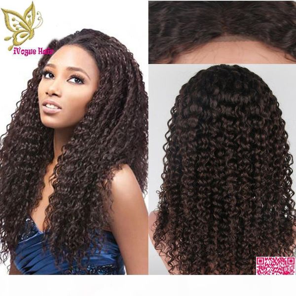 

brazilian kinky curly lace front human hair wigs unprocessed human hair full lace wig with bleached knots baby hair, Black;brown