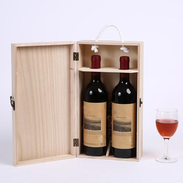 

gift wrap high-quality manufacturers pine wood red wine carrier packing box