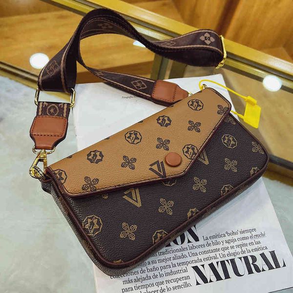 

2022 factory wholesale wanghong small women's high-grade single shoulder with wide-band bag