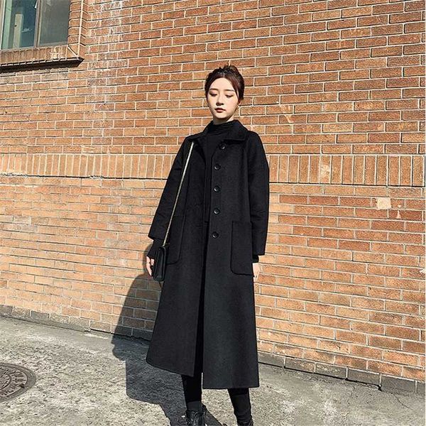 

autumn winter woolen coats women casual loose wool jacket female outwear 201102, Black