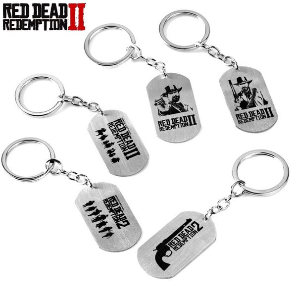 

keychains game red dead redemption 2 key chains for men jewelry accessories women keychain holder porte clef souvenir, Silver