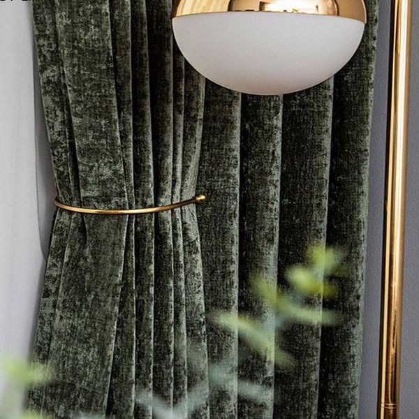 

curtain & drapes chenille curtains for living room retro olive green thick luxury bedroom window treatments custom size single panel