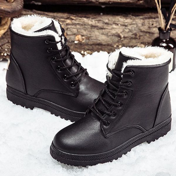 

boots black women winter shoes women's boot 2021 classic style ankle for snow booties warm plus size 35-44