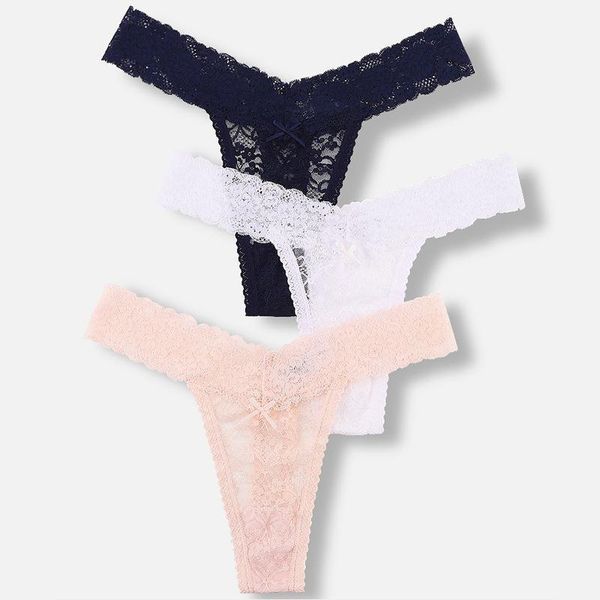 

women's panties g-string female lace temptation thong hollow out breathable ladies comfortable underwear, Black;pink