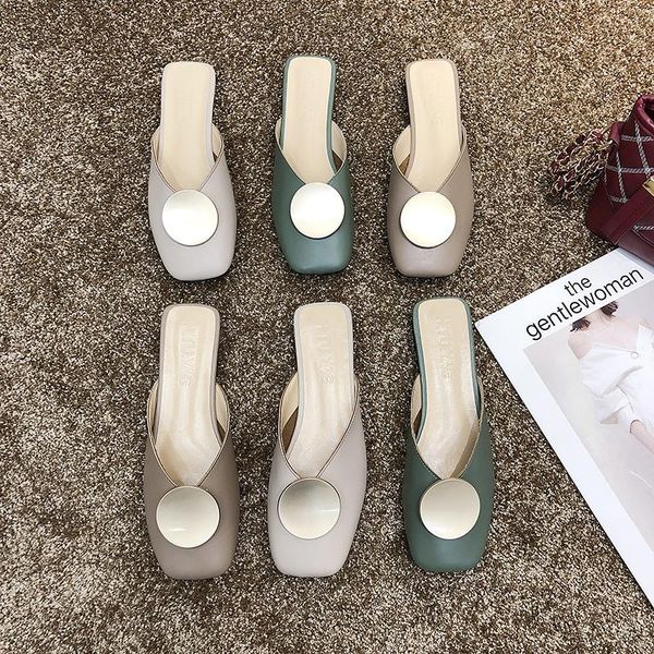 

slippers female 2021 women shoes mules fashion sandals slides woman non-slip heels ladies outdoor for, Black