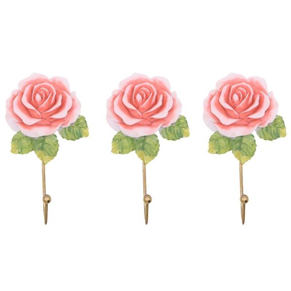 

3pcs kitchen hanger hooks rose shape hole punched hooks wall-mounted