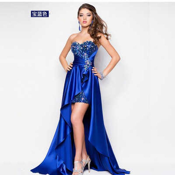 

luxury party evening dress 2021 style bridal with short front and long back, Black;gray
