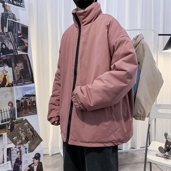 

2021 New Winter Jacket Men's Warm Fashion Casual Stand-up Collar Parka Men Wild Loose Korean Short Coat Mens Clothes M-2xl T2vx, Black