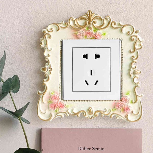 Reçine Sticker Pastoral Anahtarı Kapak Kare Çiçek Desen Işık Soket Çıkartmalar Duvar Için Ev Dekorasyonu