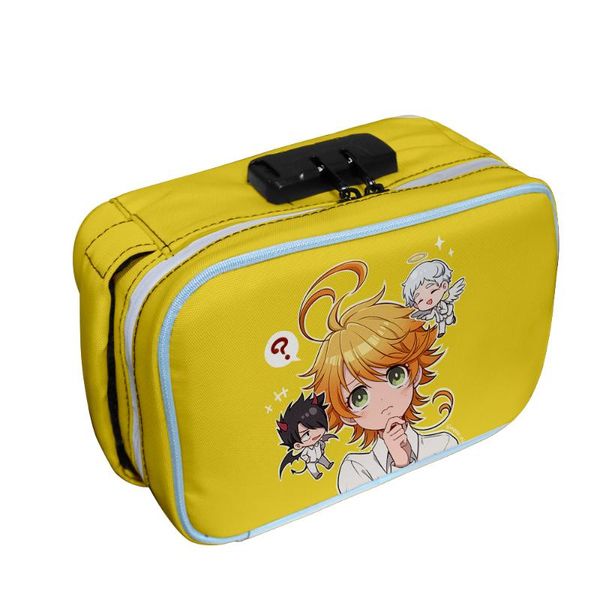 

cosmetic bags & cases the promised neverland gril portable storage carrying stratification password lock zipper box women makeup organizer b