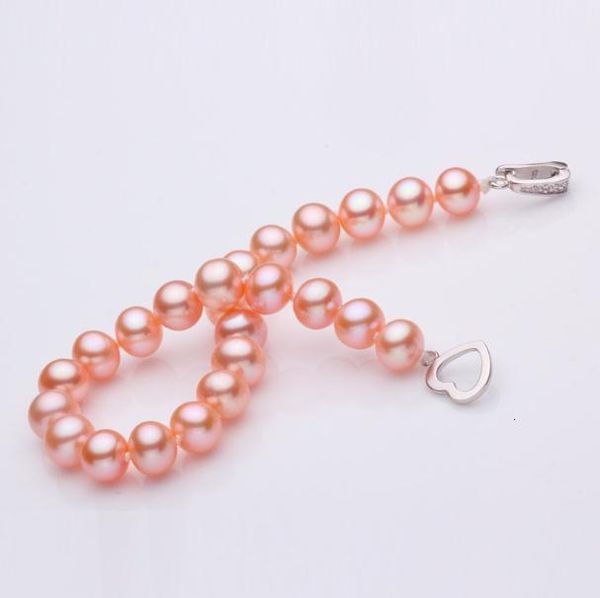 

fashion-7-8mm natural freshwater pearl bracelet 925 silver clasp, Black