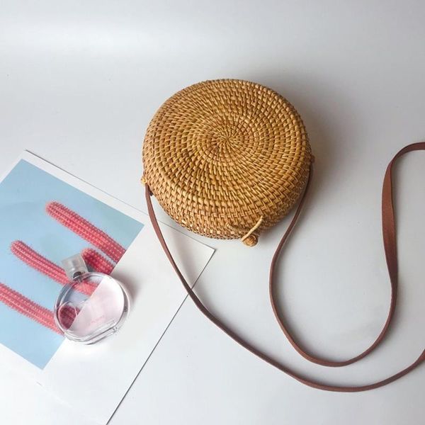 

storage bags portable handmade rattan crossbody bag simple design hand-woven straw tote woven p9yb