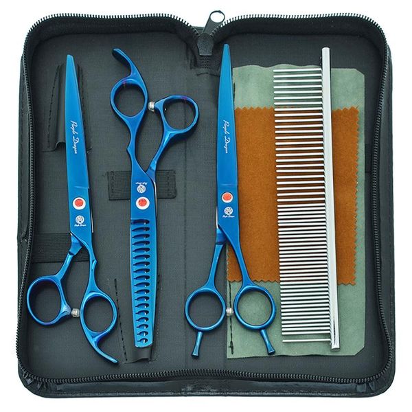 

hair scissors purple dragon 7.0" professional pets dog curved animal grooming japan 440c straight cutting thinning dogs shears b0025b