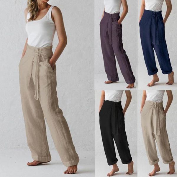 

women's pants & capris autumn cotton casual loose bell-bottoms women trousers long length pockets summer 3026 06, Black;white