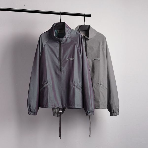 

2021 new collection fog essentials reflective half zip jackets men women hiphop laser nylon waterproof jacket coats 9tbr, White;black