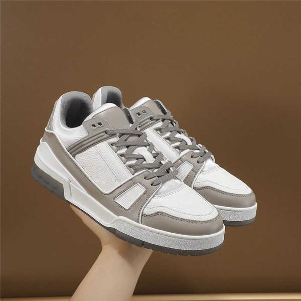 

2022 luxury designer dress shoes ss21 grey white trainer sneaker with box, Black