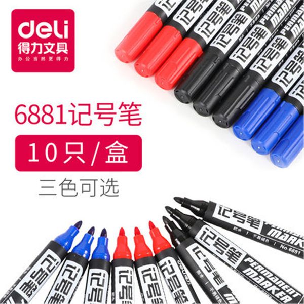

deli special black 6881 oily marking pen be big head red logistics non erasable