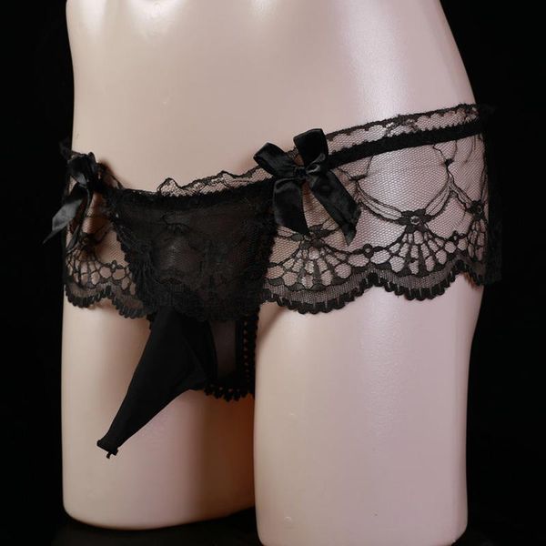 

men's g-strings men gay lingerie-sissy pouch panties classic lace see through casual boxer shorts hollow out briefs underwear underpant, Black;brown