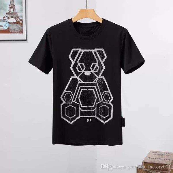 

phillip plain men pp designer skull diamond t shirt short sleeve brand spring and summer high o-neck quality skulls tshirts tees 0146, White;black