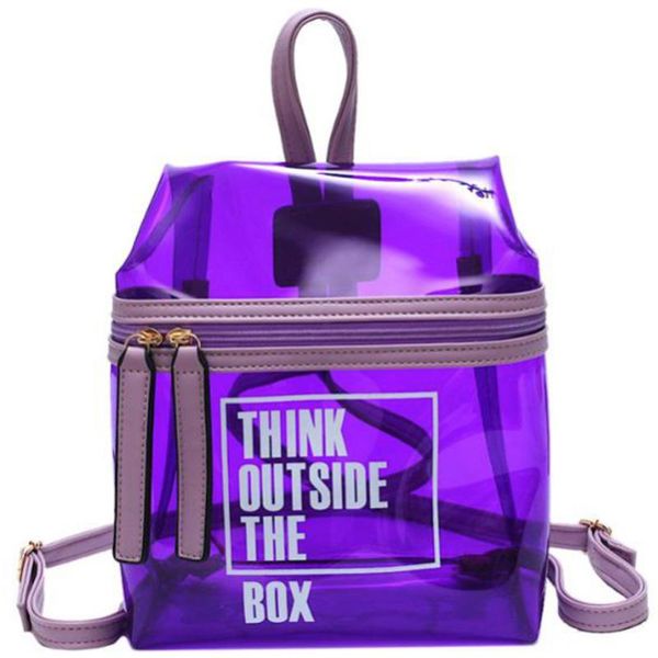 

backpack korean version of the wild shoulder bag fashion casual transparent jelly student purple