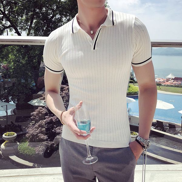 

new british style summer men's shirt fashion 2021 streetwear mesh polo breathable homme fine short sleeve adjustment for hombre 3xl smt, White;black