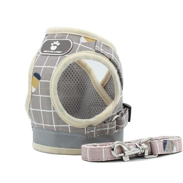 

dog collars & leashes reflective pets dogs harness with leash breathable nylon mesh vest adjustable walking run lead small
