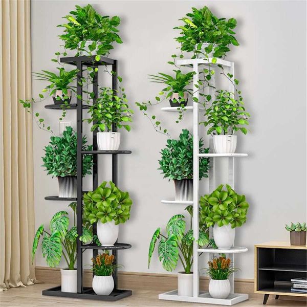 Jardim 5 camadas de ferro estande bandejas plantador plantador plantador prateleiras prateleiras armazenamento porta prateleira casa varanda decoração 210615