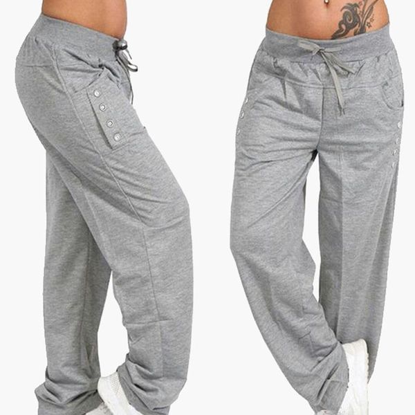 

women sportswear solid color breathable pants loose fitness trousers cmg786