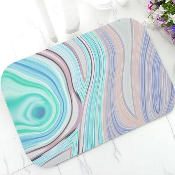 

carpets chic aqua blue mint green lilac purple pastel rainbow welcome doormat floor rug carpet abstract pink coral marble swirl door mat