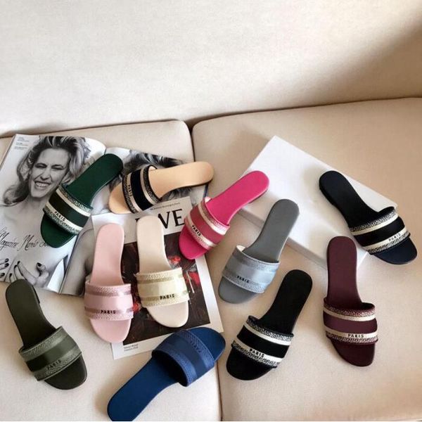 

2021 new women luxury designer leather ladies sandals summer fashion beach woman big head slipper rainbow letters slippers, Black