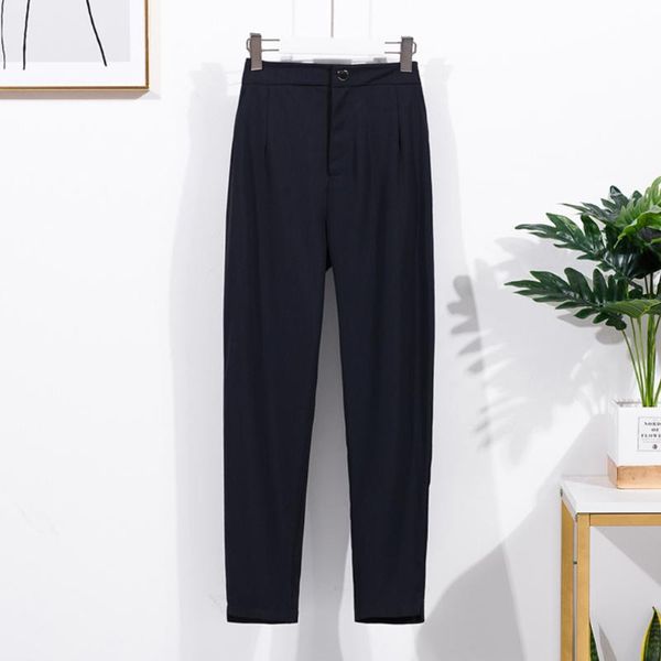 

women's pants & capris simple fashion women suit elastic waist straight trousers elegant ladies office plus size casual, Black;white