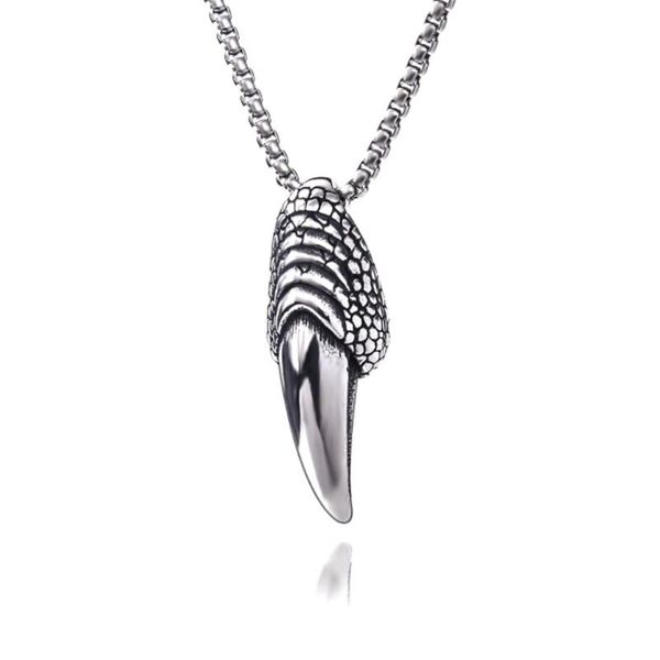 

pendant necklaces 2021 personality creative fashion hip hop punk style men's necklace trendy street eagle claw shape titanium steel, Silver