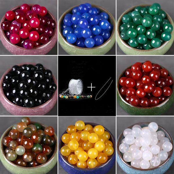 Natürliche schwarze rote Achat-Stein-Kristall-Jade-Perlen für Stränge, handgewebte DIY-Materialien, Onyx-Perlen-Armband-Halsketten-Zubehör