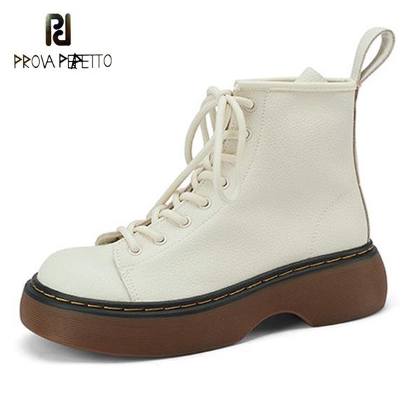 

boots 2021 round toe thick-soled female british style spring and autumn single cowhide lace casual short, Black