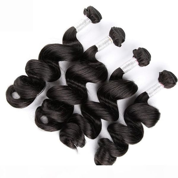 

2017 9a-remy hair peruvian hair weave loose wave hair double weft no shedding no tangle durable 3 pcs lot, Black