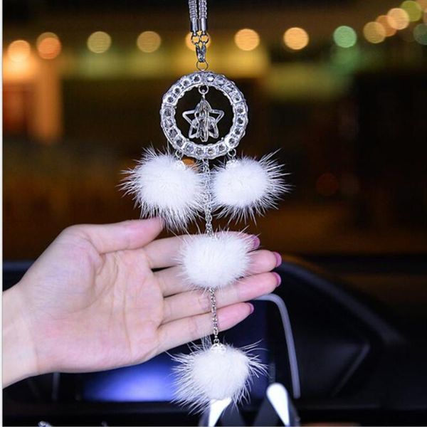 

interior decorations 2021 high end laday woman car interial ornament crystal lucky star plush pendant accessories