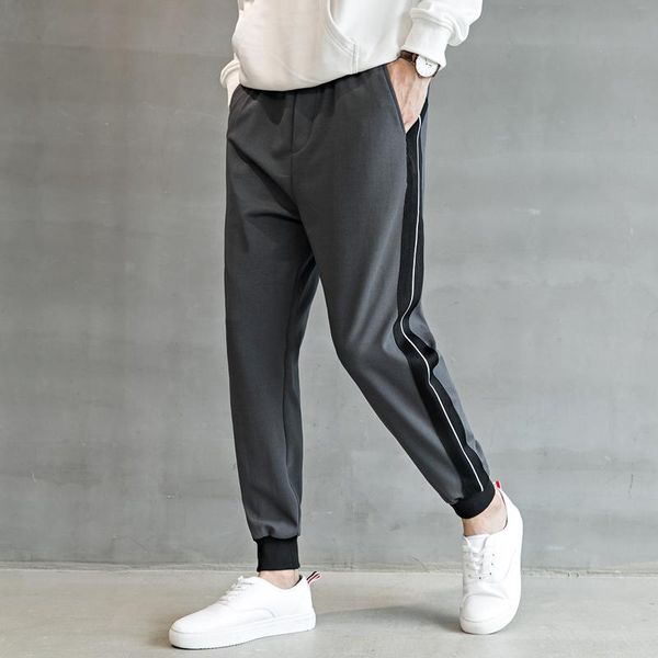 

men's pants 2021 latest casual men black gray trendy hip hop steetwear mens joggers quality patchwork slim fit sweatpants