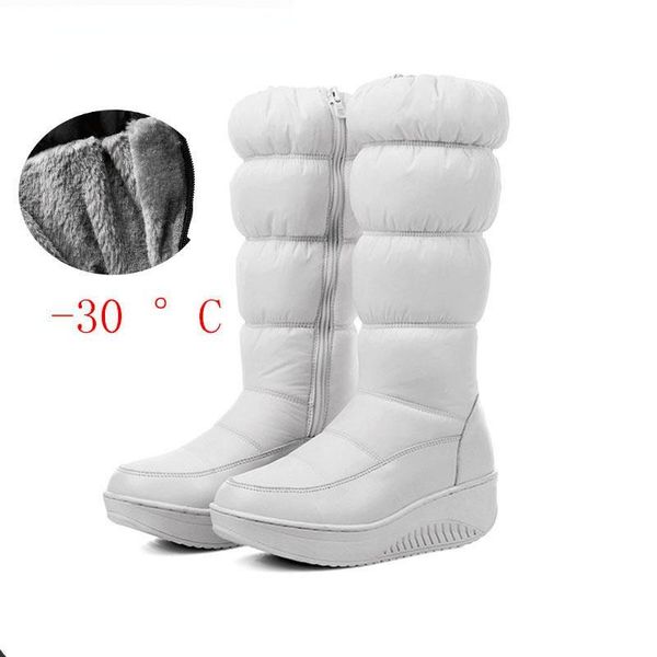 

boots fashion winter snow platform shoes footwear mid calf women solid color plus size 35-44 lady zipper down, Black