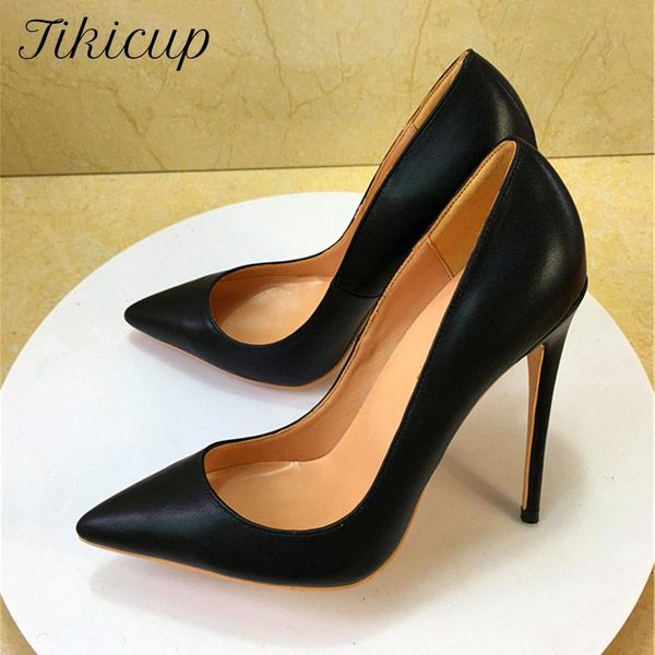 

dress shoes tikicup solid black matte women pointed toe slip on high heels elegant ladies chic stiletto pumps fashion
