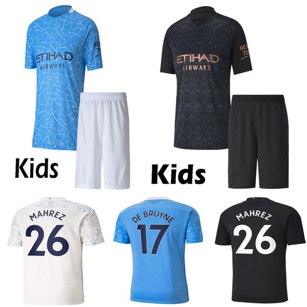 

20 21 soccer jersey 2020 2021 sterling football shirt manchester kun aguero de bruyne gesus bernardo mahrez kids kits, Black;yellow