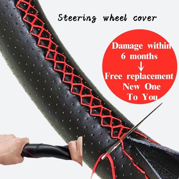 

steering wheel covers car braid cover needles thread artificial leather suite texture soft auto accessories genuine diy