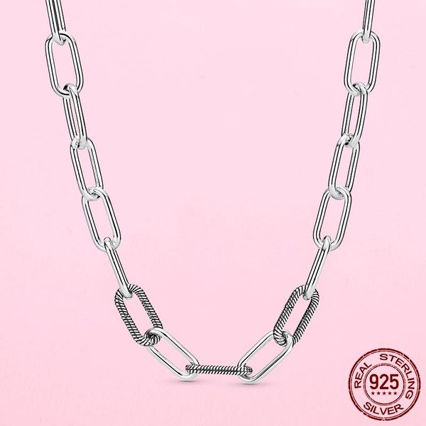 

chains 925 sterling silver me link necklace for fashion elegant women fine jewelry fit original charm making