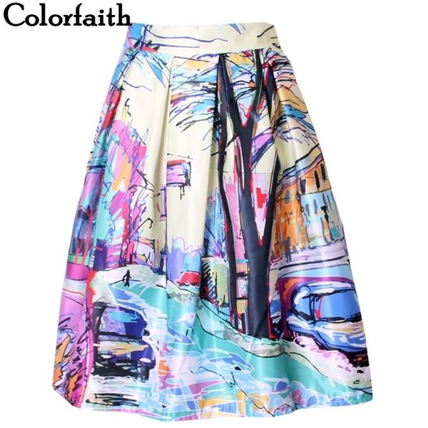 

fashion satin women skirt summer vintage retro fantasy scenery painting print high waist midi skirt ball gown saia sk056 210315, Black