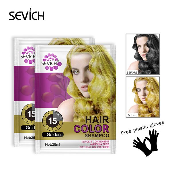 

sevich 5pcs/set natural 15 mins fast hair dye organic plant essence hair darkening shampoo hair color dye shampoo for cover gray