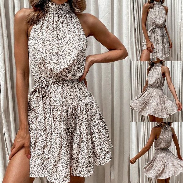 

casual dresses summer dress women boho turtleneck vintage floral print sundress french style vestidos 2021, Black;gray