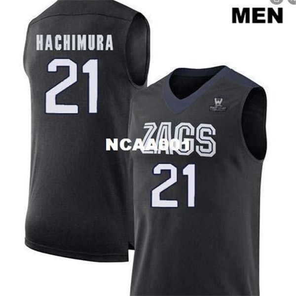 

vintage 21ss gonzaga bulldogs rui hachimura #21 college real embroidery jersey size s-4xl or custom any name or number jersey, Black