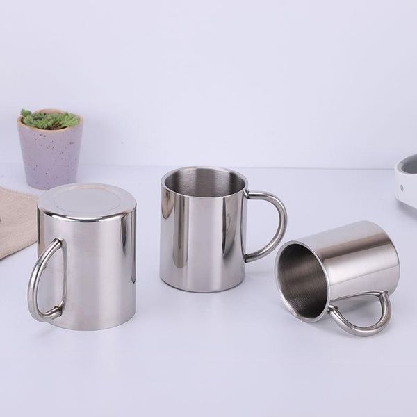 

mugs multi-capacity stainless steel camping coffee tea beer insulated double wall c shape handle tough shatterproof water cup